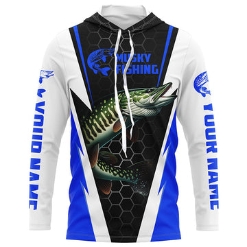 Personalized Musky Fishing Long Sleeve Tournament Fishing, Musky Fishing |Blue