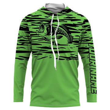 Largemouth bass fishing green color Custom Name All Over Printed UV Protection performance Fishing For Adult and Kid NQS2876