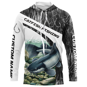Gray Camo Custom Catfish Fishing Long Sleeve Fishing, Catfish Fishing