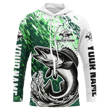 Custom Walleye Long Sleeve Fishing And Women, Walleye Fishing | Green