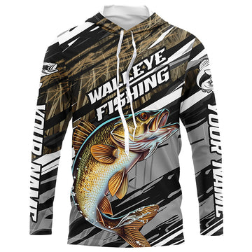Walleye Fishing Camo Long Sleeve Fishing, Custom Walleye Tournament Fishing