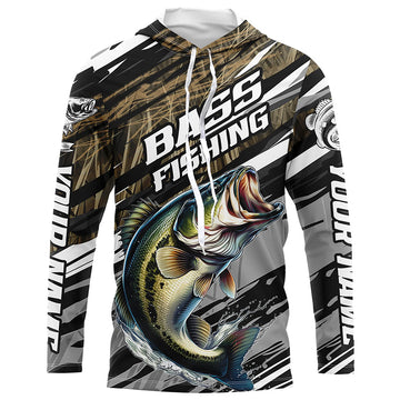 Bass Fishing Camo Long Sleeve Fishing, Custom Largemouth Bass Tournament Fishing