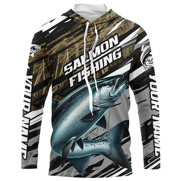 Chinook Salmon Fishing Camo Long Sleeve Fishing, Custom King Salmon Fishing