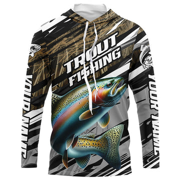 Rainbow Trout Fishing Camo Long Sleeve Fishing, Custom Steelhead Fishing