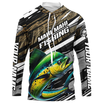 Personalized Mahi Mahi Fishing Long Sleeve Performance, Mahimahi Fishing Camo