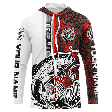 Pesonalized Trout Fishing, Trout Long Sleeve Tournament Fishing | Red Camo