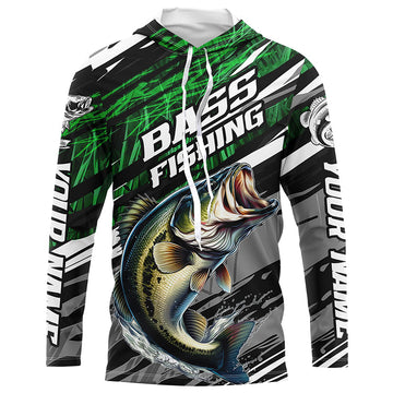 Bass Fishing Camo Long Sleeve Fishing, Custom Bass Tournament Fishing | Green