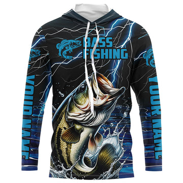 Blue Thunder Lightning Custom Bass Long Sleeve Tournament Fishing, Bass Fishing