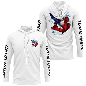 Personalized American Flag Speckled Trout Fishing, Patriotic Trout Long Sleeve Fishing