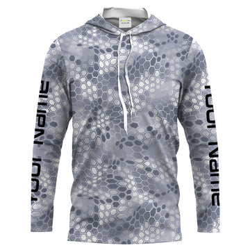 Gray Fishing Hunting camo Custom Long Sleeve performance Fishing UV Protection