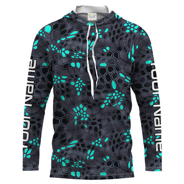 Blue and gray Fishing Hunting camo Custom Long Sleeve performance Fishing UV Protection