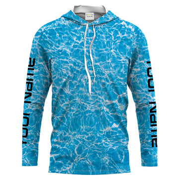 Blue ripped water camo Custom Long Sleeve performance Fishing UV Protection