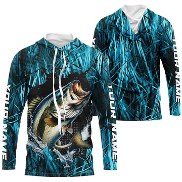 Largemouth Bass Fishing Custom Long Sleeve Tournament, Bass Fishing | Blue Camo