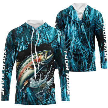 Rainbow Trout Fishing Custom Long Sleeve Tournament, Trout Fly Fishing | Blue Camo