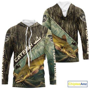Grass Camo Custom Catfish Fishing Tournament UV Protection Fishing T-Shirts