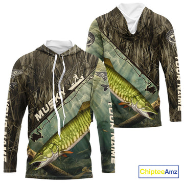 Grass Camo Custom Musky Fishing Tournament UV Protection Fishing T-Shirts
