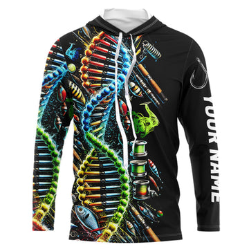Colorful Fishing DNA Fishing Tools Custom Long Sleeve Hooded Tournament Fishing