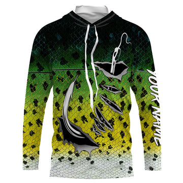 Fishing hook Crappie Fish scale Custom Long sleeve Fishing, Crappie Fishing