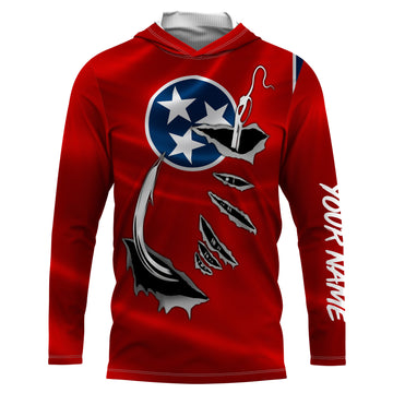 TN Fishing 3D Fish Hook Tennessee Flag UV protection quick dry customize name long sleeves personalized fishing apparel gift for Fishing lovers IPHW474