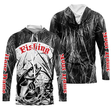 Walleye Fishing Gray Camo Custom 3D Full Printing, Walleye Long Sleeve Fishing