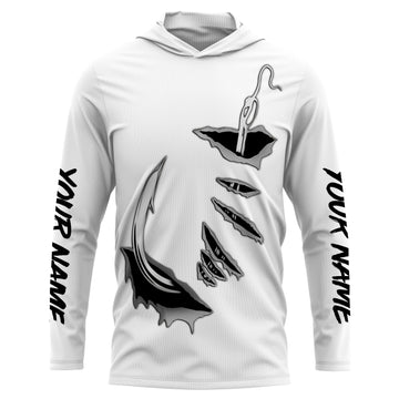 Fishing Fish hook Custom Long sleeve performance Fishing | white