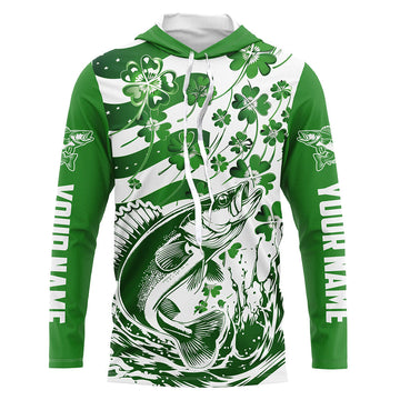 Custom St Patrick'S Day American Flag Walleye Fishing, Shamrock Flag Walleye Fishing