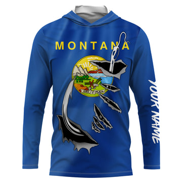 Montana Flag 3D Fish Hook UV protection custom long sleeves Fishing fishing apparel IPHW477