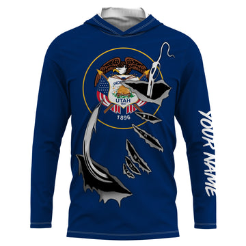 Utah Flag 3D Fish hook UV protection Custom long sleeve performance Fishing fishing apparel IPHW513
