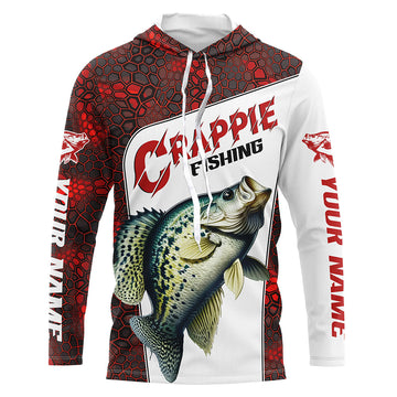 Custom Red Camo Crappie Fishing, Crappie Fishing Long Sleeve Tournament Fishing Gifts