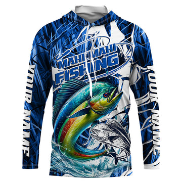Custom Mahi Mahi Performance Fishing, Mahimahi Long Sleeve Fishing | Blue Camo