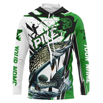 Custom Pike Long Sleeve Performance Fishing, Pike Fishing | Green