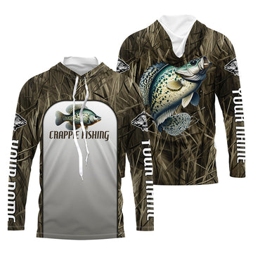 Crappie Fishing Grass Camo Custom Long Sleeve Fishing, Crappie Tournament Fishing