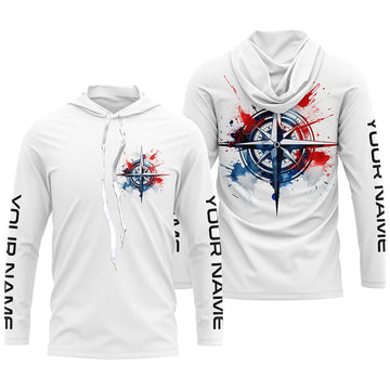 Red, White And Blue Compass Custom Performance Fishing, Patriotic Saltwater Fishing