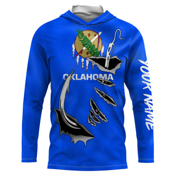 Oklahoma Flag 3D Fish Hook UV Protection Custom Long Sleeve performance Fishing IPHW502