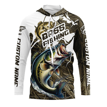 Largemouth Bass Fishing Custom Long Sleeve Tournament, Camouflage Bass Fishing