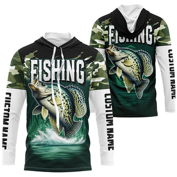 Camouflage Crappie Fishing Custom Long Sleeve Tournament, Fishing Gifts For Fisherman