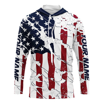 Personalized American Flag Long Sleeve Fishing Uv Protection, Patriotic Fishing Apparel