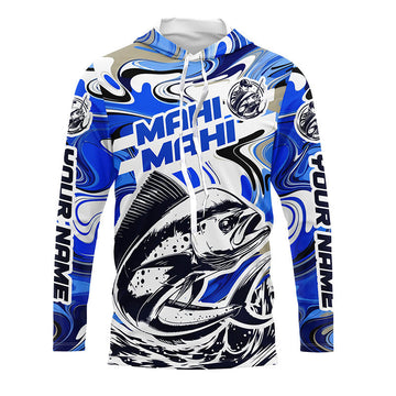 Custom Mahi Mahi Long Sleeve Uv Protection Fishing, Mahimahi Performance | Blue Camo