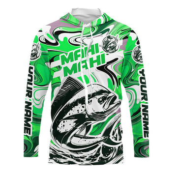 Custom Mahi Mahi Long Sleeve Uv Protection Fishing, Mahimahi Performance | Green Camo