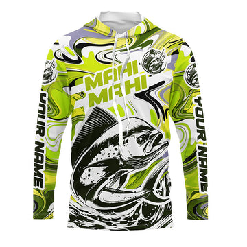 Custom Mahi Mahi Long Sleeve Uv Protection Fishing, Mahimahi Performance | Yellow Camo