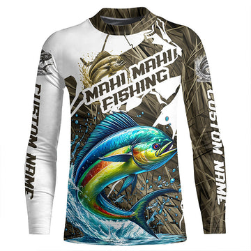 Custom Mahi Mahi Fishing Tournament, Mahimahi Long Sleeve Fishing Camo