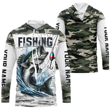 Bass Fishing Camo Custom Long Sleeve Fishing, Personalized Bass Fishing