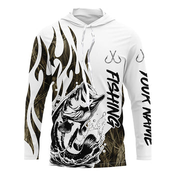 Bass Fishing Camo Tattoo Custom Long Sleeve Fishing, Bass Tournament Fishing