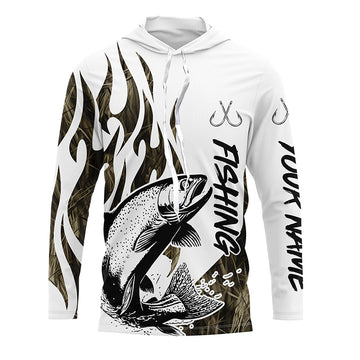 Rainbow Trout Fishing Camo Tattoo Custom Long Sleeve Fishing, Trout Tournament Fishing