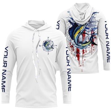 American Flag Sailfish Fishing Custom Long Sleeve Fishing, Patriotic Saltwater Fishing