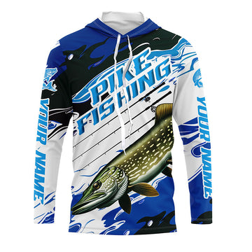 Custom Northern Pike Long Sleeve Tournament Fishing, Pike Fishing | Blue Camo