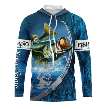 Custom Bass Fishing Long Sleeve Fishing, Fishing Rod Bass Fishing Camo Fishing