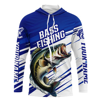 Personalized Bass Fishing, Bass Long Sleeve Tournament Fishing | Blue