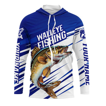Personalized Walleye Fishing, Walleye Long Sleeve Tournament Fishing | Blue