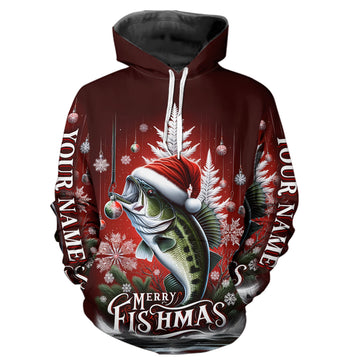 Personalized Bass Christmas Fishing Merry Fishmas Fishing Gifts, Women And Kids